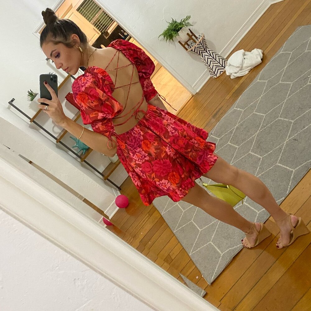 Red floral mini dress | For Love & Lemons